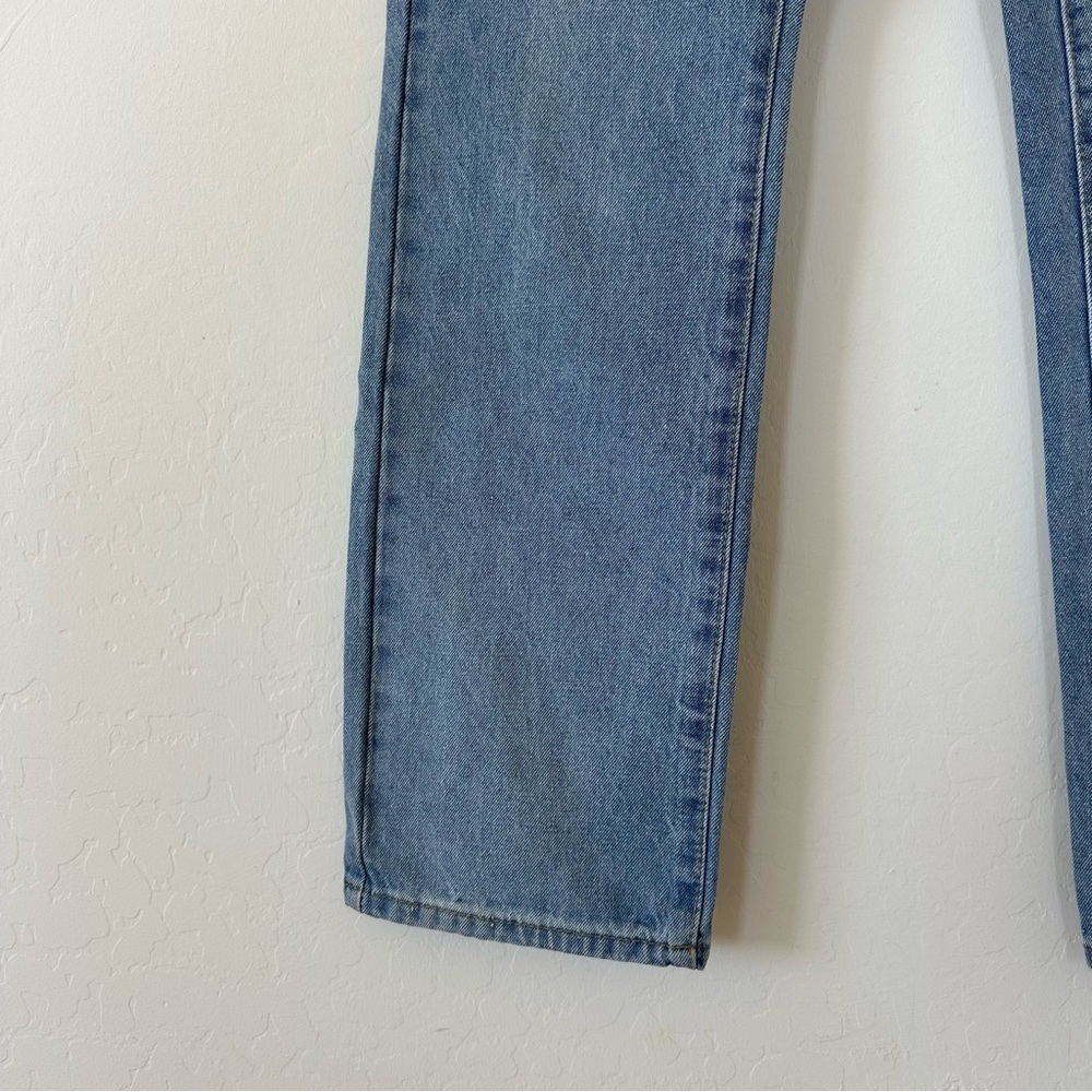 Organic Blue Boho Artsy Embroidered Floral Straight Leg High Rise Jeans Size 7 - Picture 5 of 12